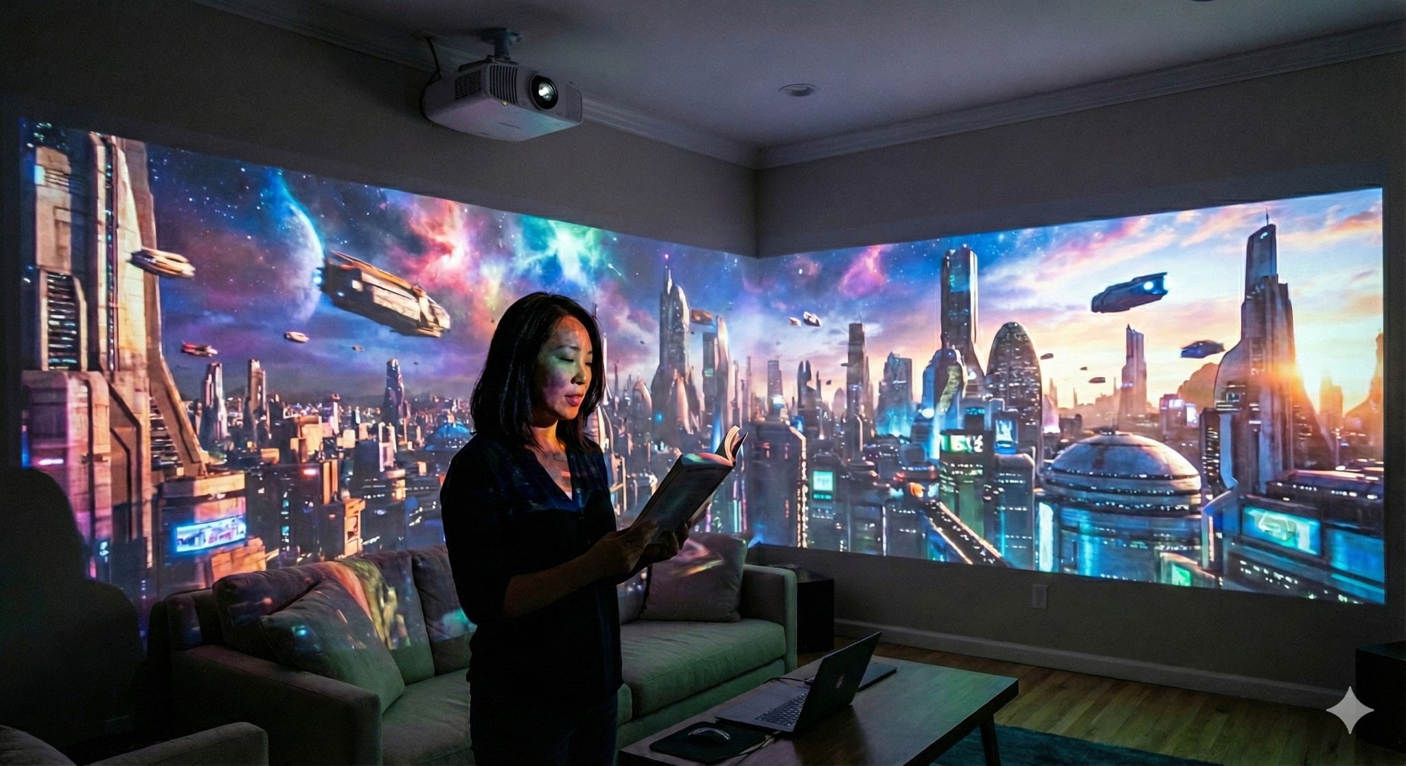 Voice-driven real-time video generation projector concept